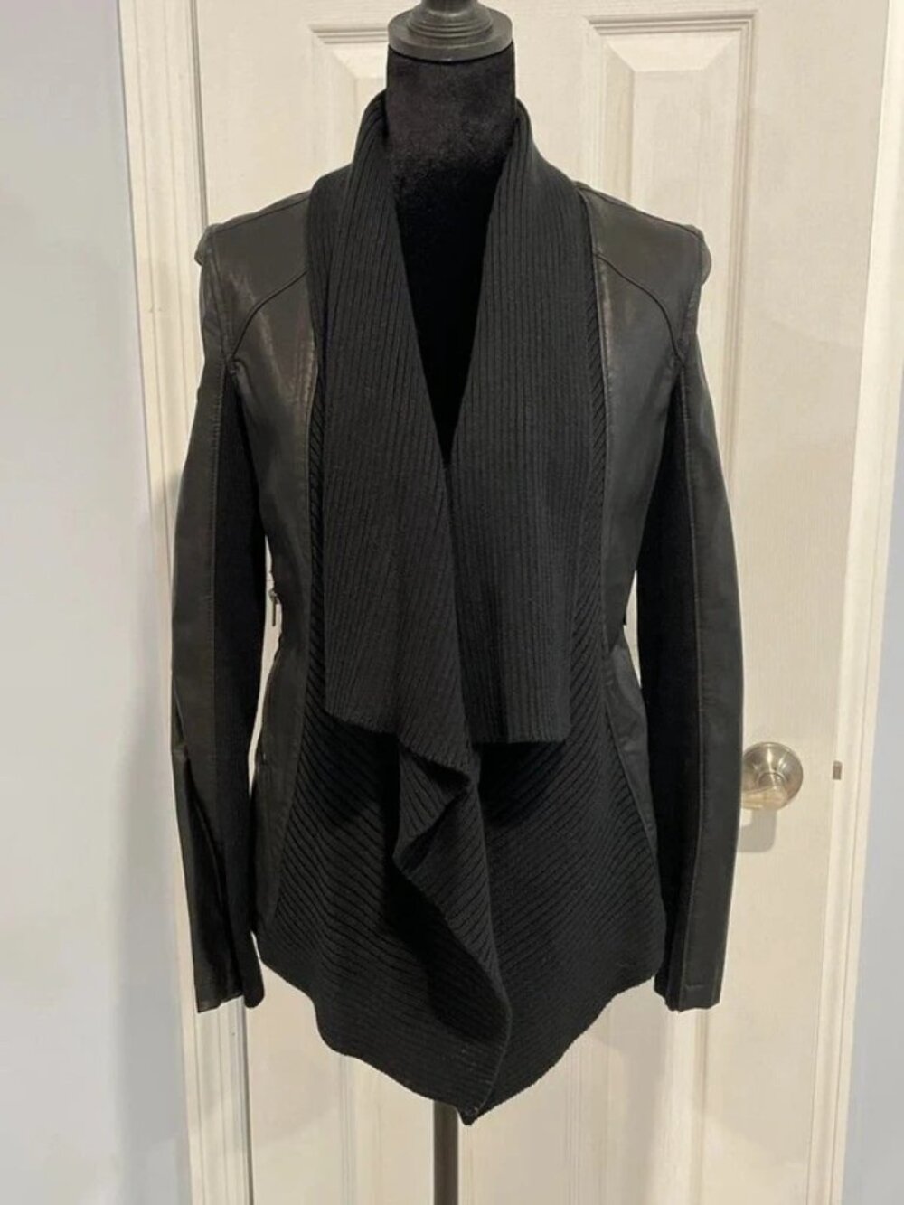 BlankNYC Women’s Gray Draped Mixed Media Jacket XS